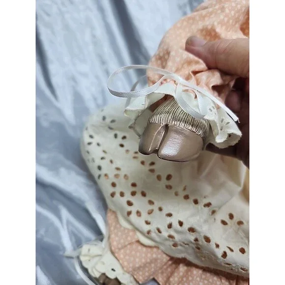 Vtg Shelve Sitter Lamb Doll 21” Stuffed Body Ceramic Head And  Feet - Picture 5 of 10